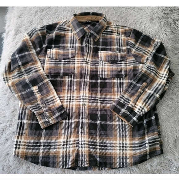 NEW Mens Eddie Bauer Flannel Plaid Shacket Jacket Coat Button Up Blue Khaki XL